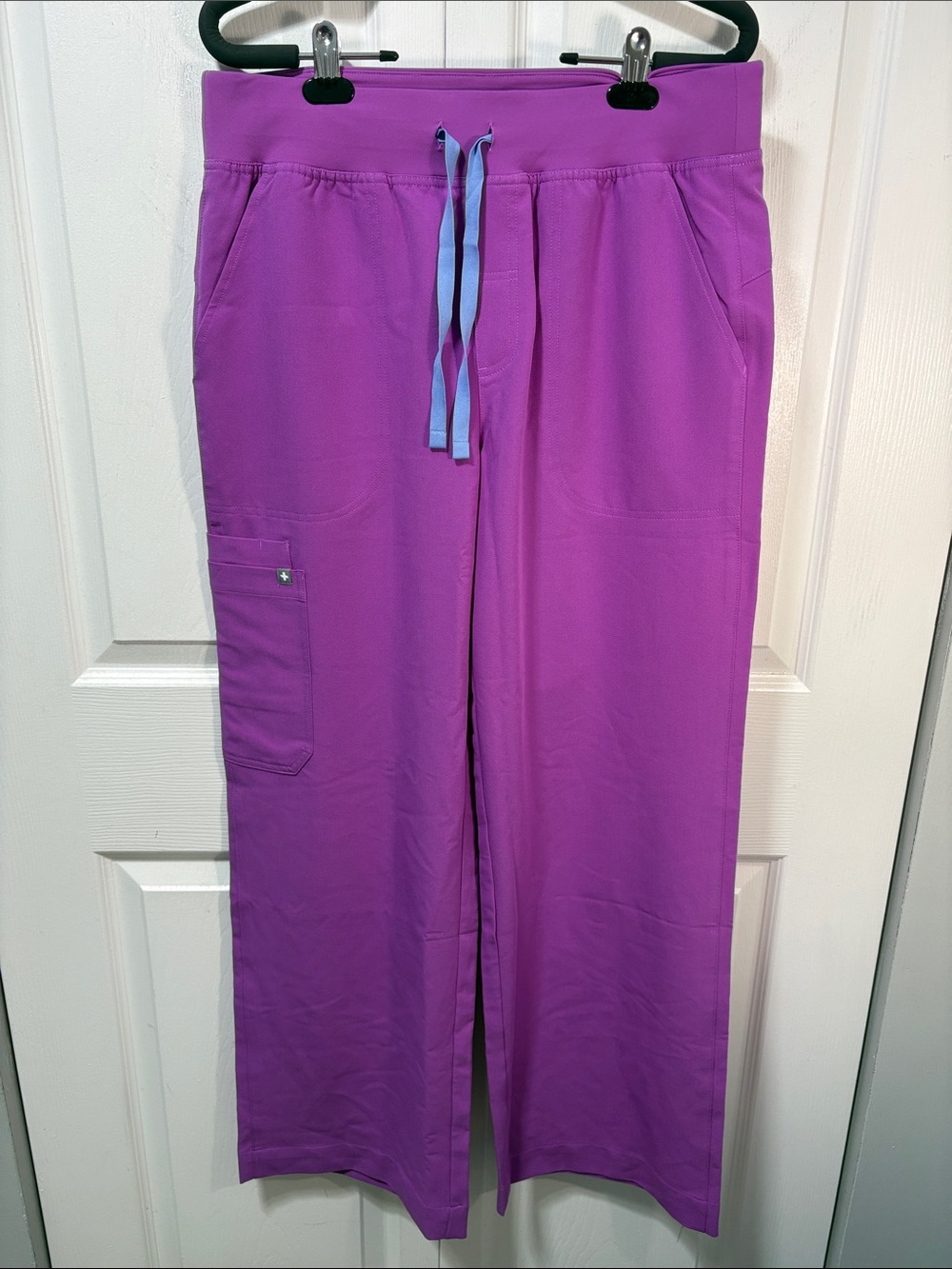 Figs Women's Purple Wide-Leg Drawstring Scrub Pants